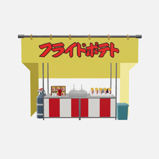 French Fries Food Stall 3D Asset – Japanese Festival Style (.c4d + .glb for Web & AR)