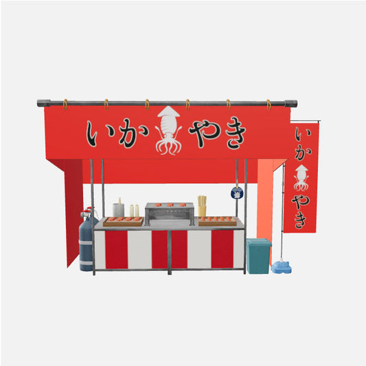 Grilled Squid Food Stall 3D Asset – Japanese Festival Style (.c4d + .glb for Web & AR)