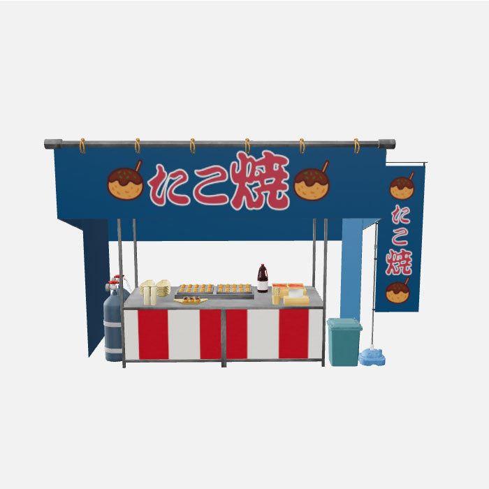Takoyaki Food Stall 3D Asset – Japanese Festival Style (.c4d + .glb for Web & AR)