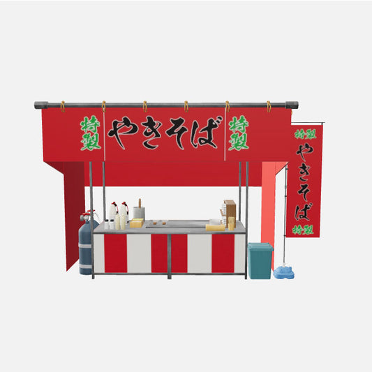 Yakisoba Food Stall 3D Asset – Japanese Festival Style (.c4d + .glb for Web & AR)
